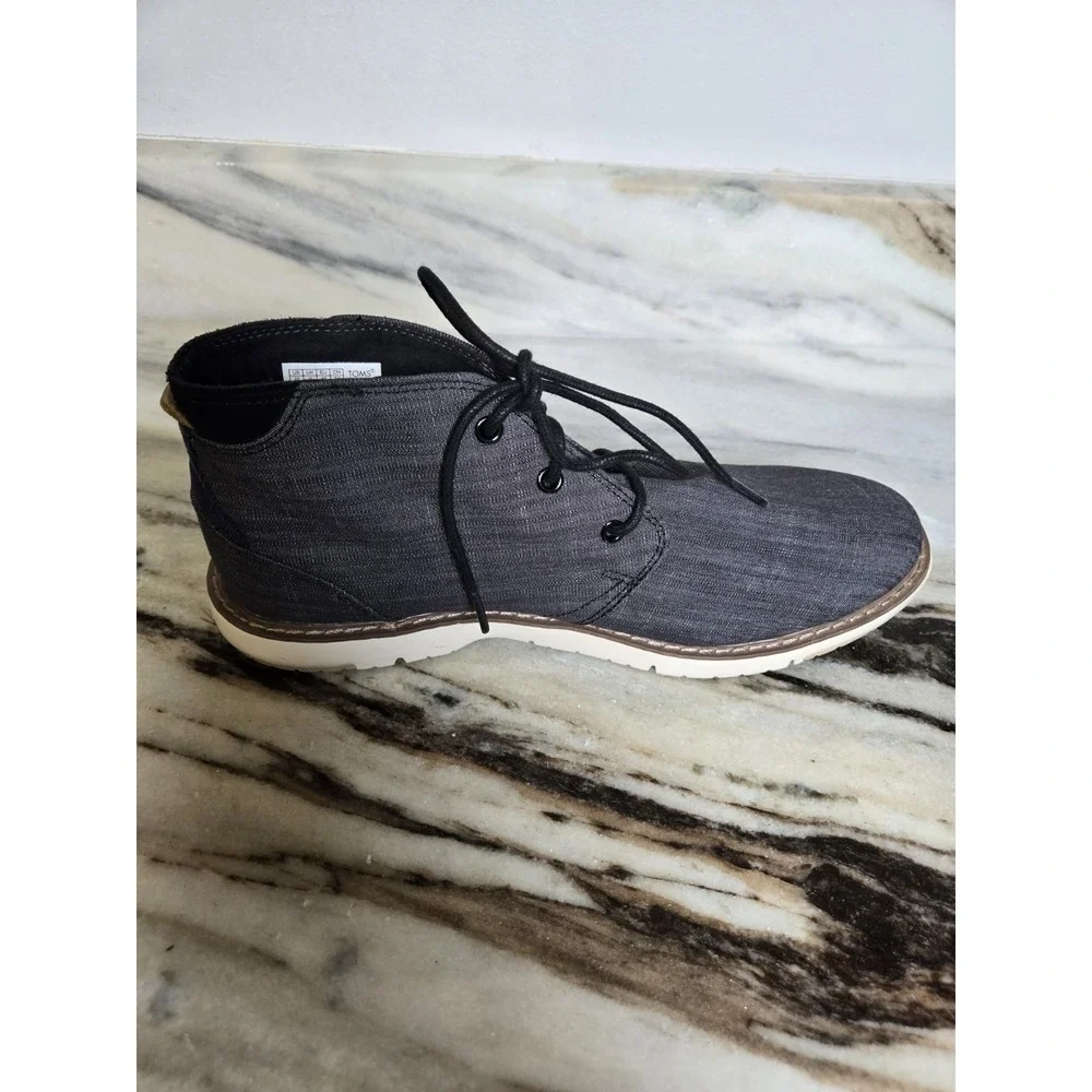 TOMS men BootNavi Chukka Black‎ Crosshatch Denim 11 color dark gray booties